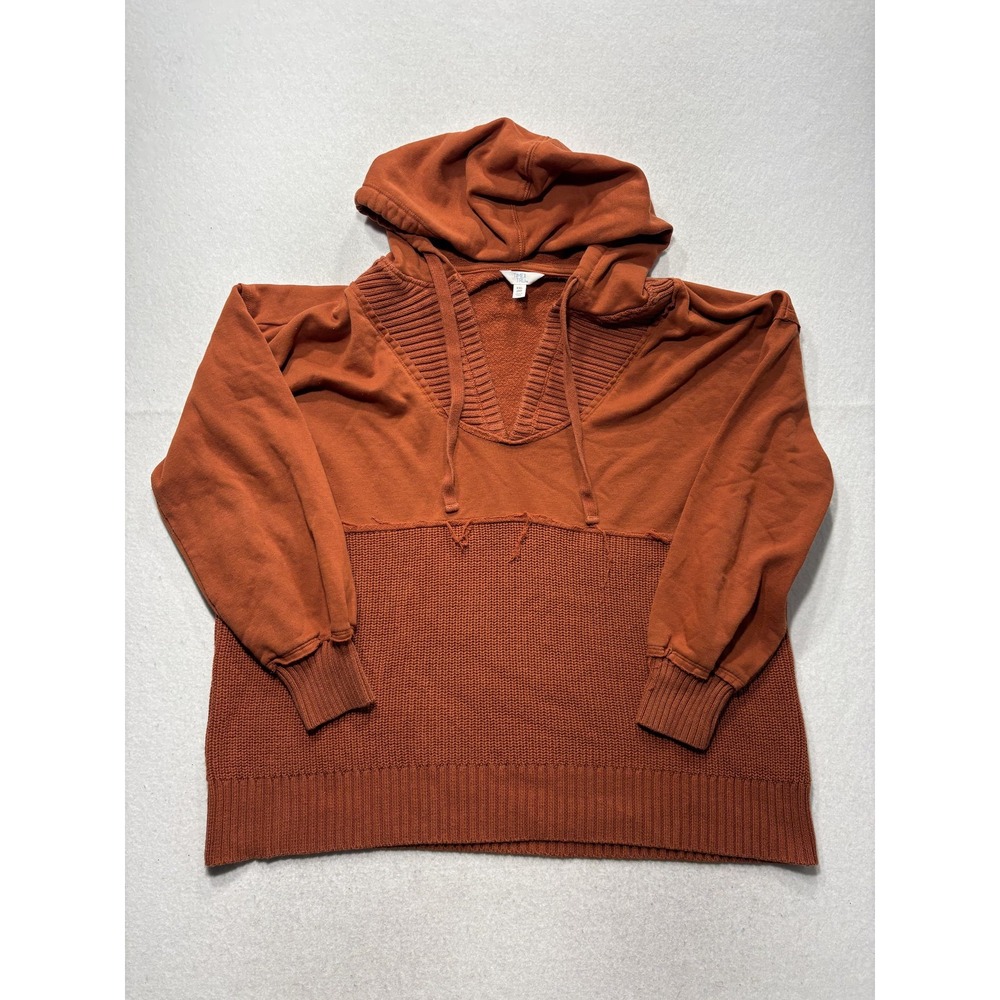 Time And Tru Hoodie Womens 2XL Orange V Neck Knit Hem Pullover TT34100080179